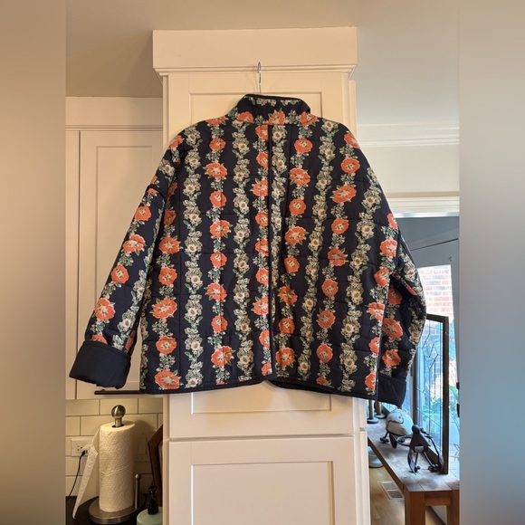 new Free People Chloe quilted jacket in dusk combo blue floral - Picture 3 of 6
